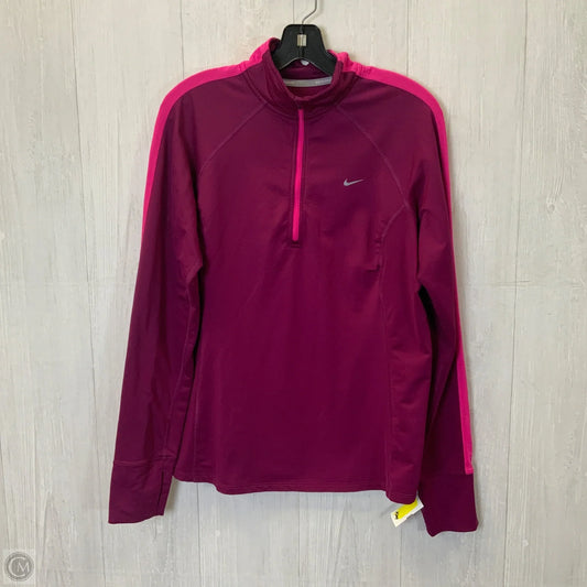 Athletic Top Long Sleeve Collar By Nike Apparel In Purple, Size: L
