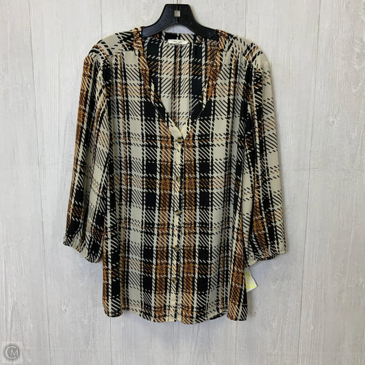Blouse 3/4 Sleeve By Maurices In Black & Tan, Size: Xxl