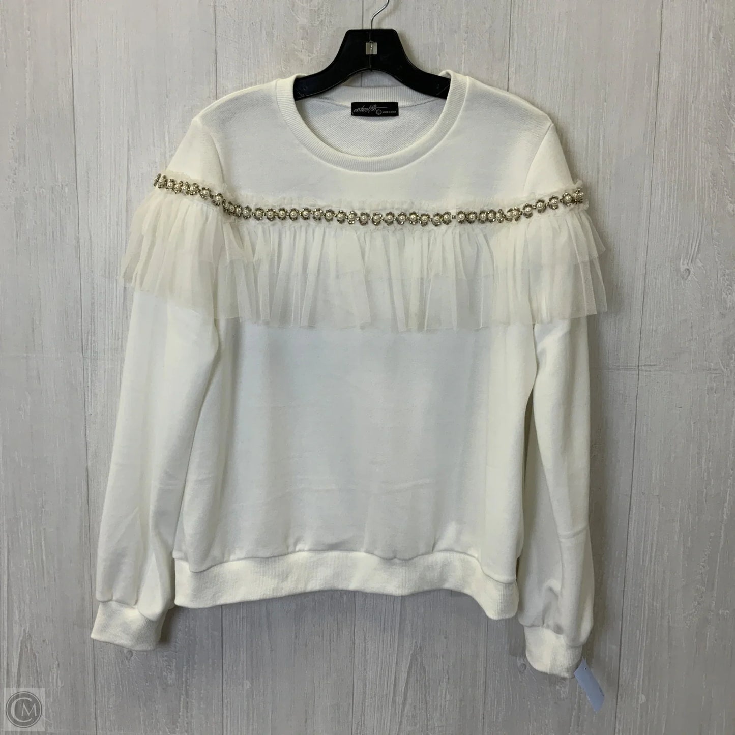 Sweatshirt Crewneck By Clothes Mentor In White, Size: L