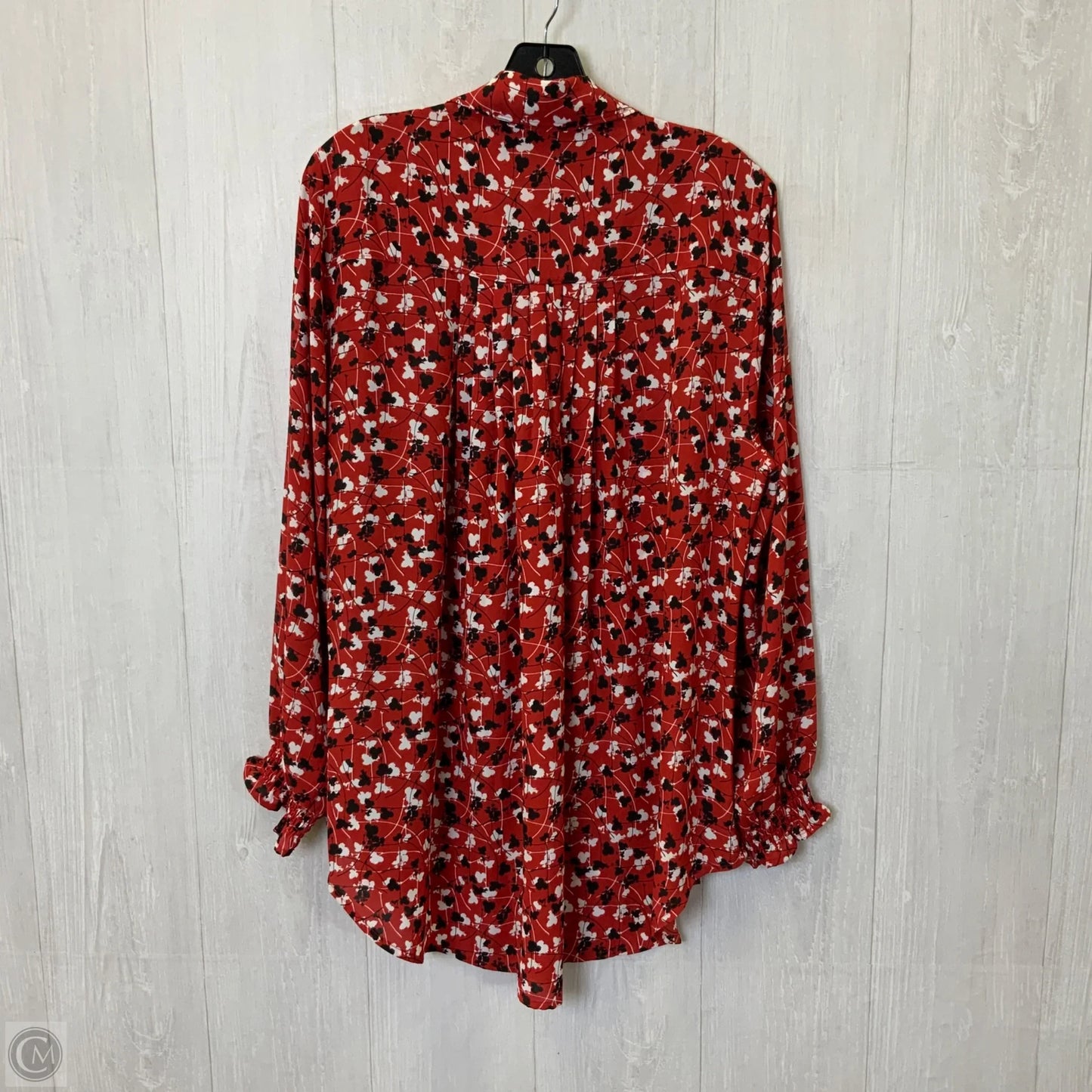 Blouse Long Sleeve By Lane Bryant In Red & Silver, Size: 1x