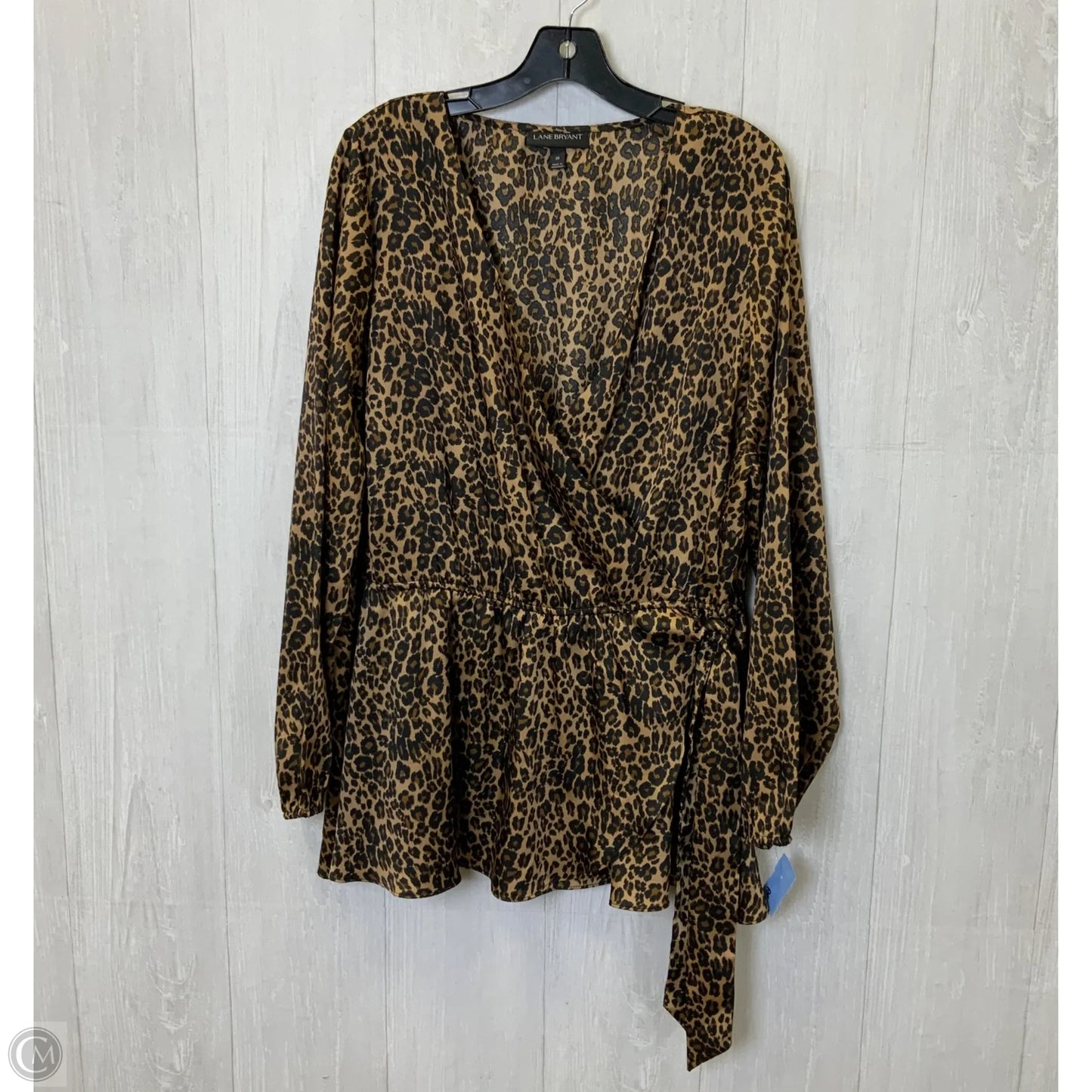 Blouse Long Sleeve By Lane Bryant In Leopard Print, Size: 2x