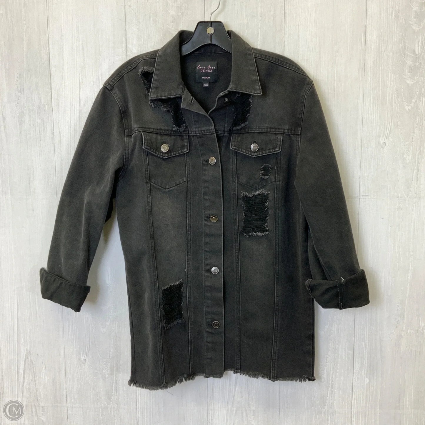 Jacket Denim By Love Tree In Black Denim, Size: M