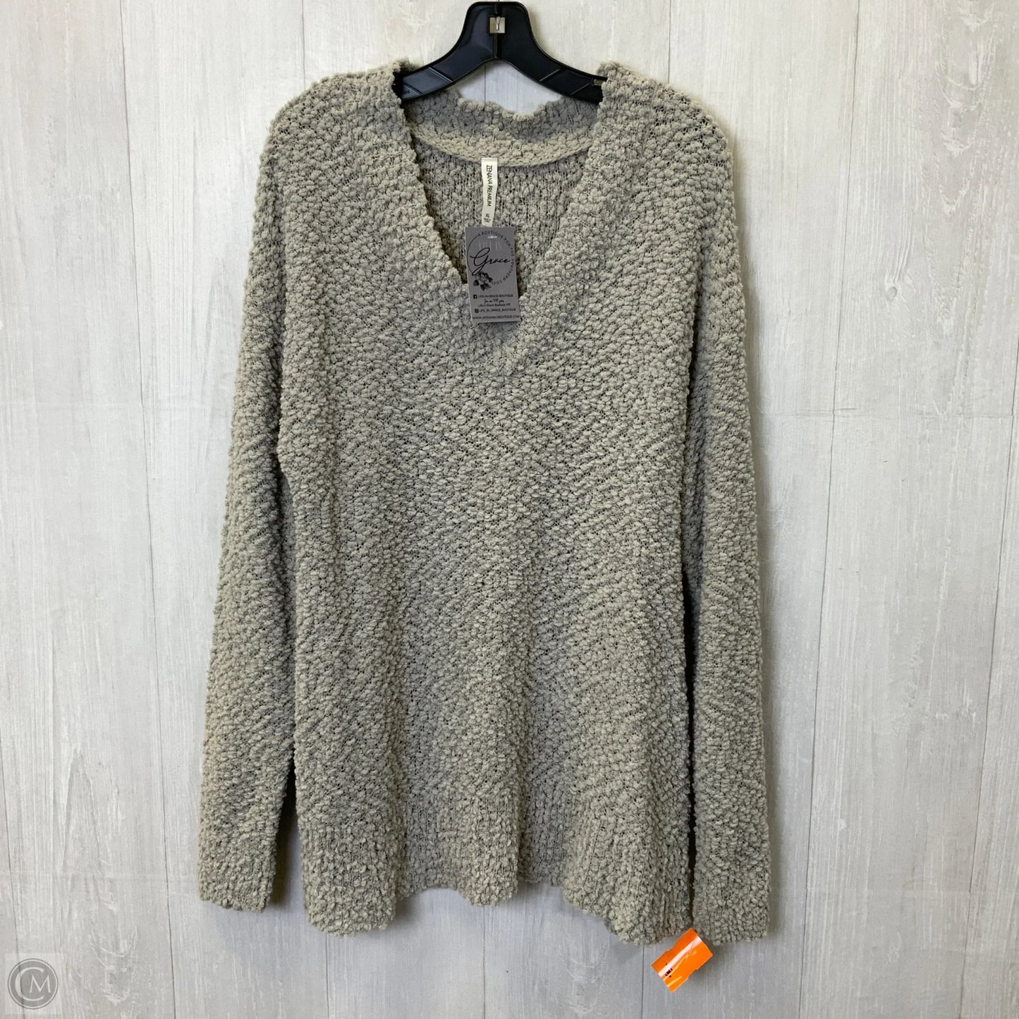 Sweater By Zenana Outfitters In Grey, Size: Xl