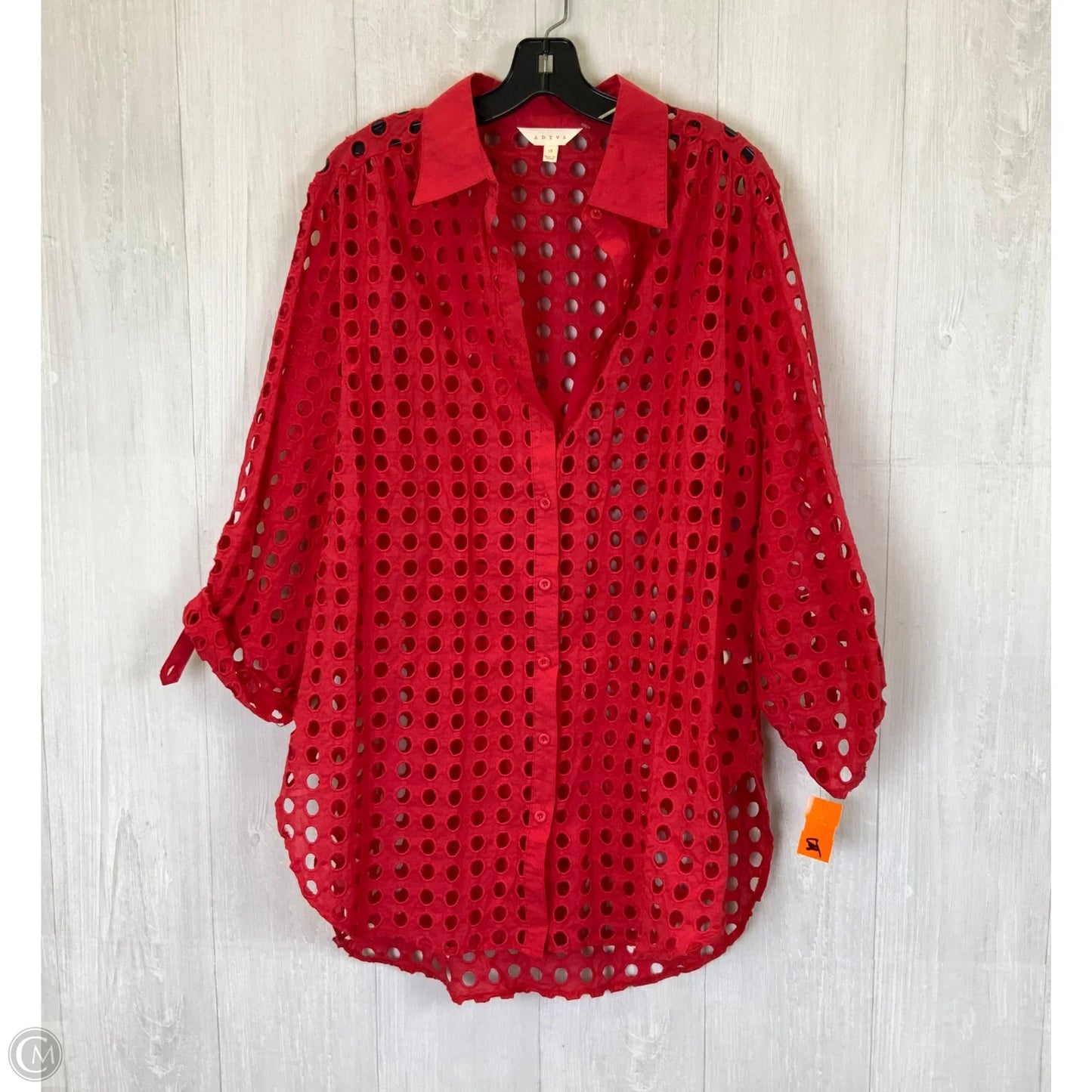 Top Long Sleeve By Adiva In Red, Size: 1x