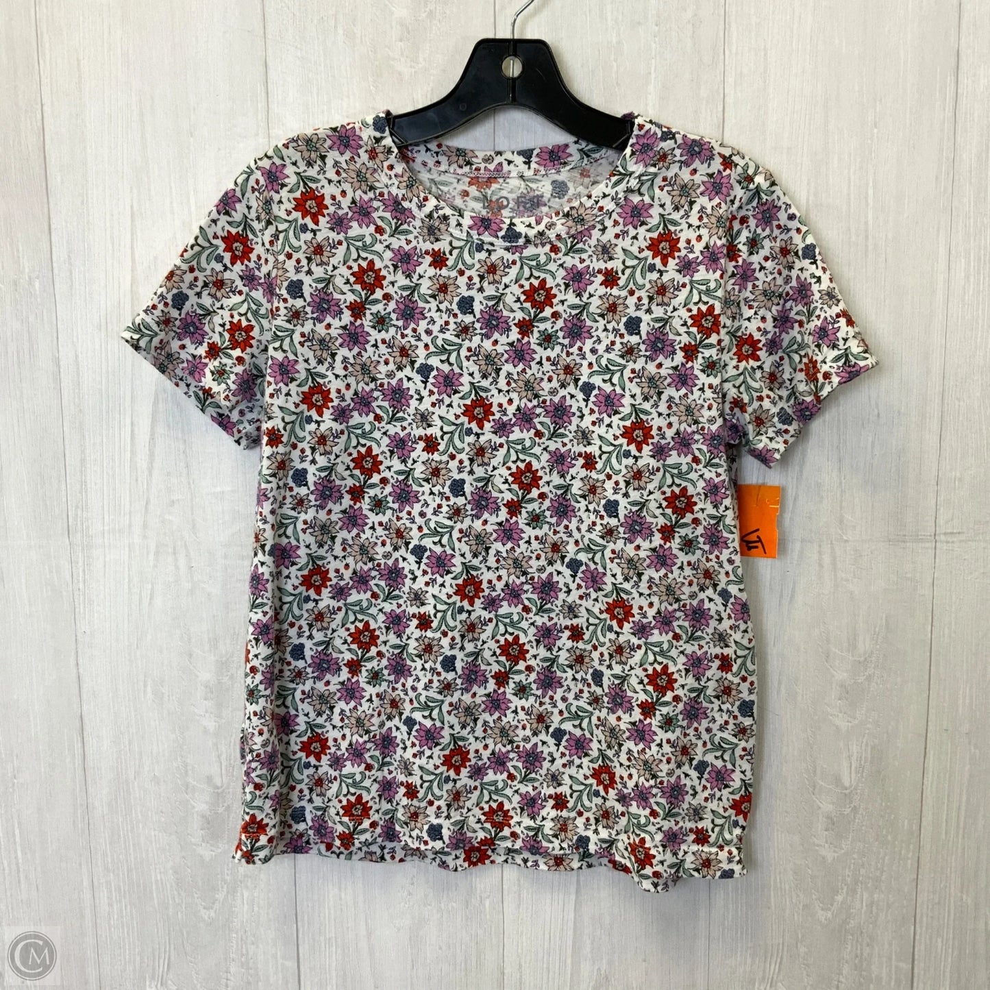 Top Short Sleeve Basic By Loft In Floral Print, Size: S