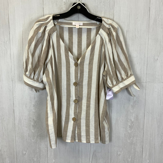Striped Pattern Blouse Short Sleeve Lc Lauren Conrad, Size M