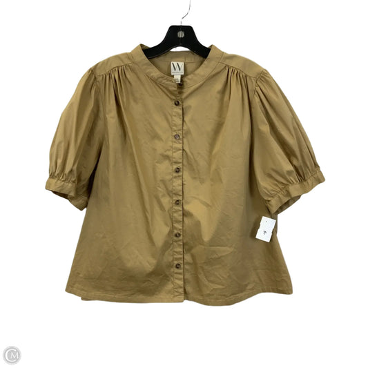 Blouse 3/4 Sleeve By Worthington In Tan, Size: Xxl