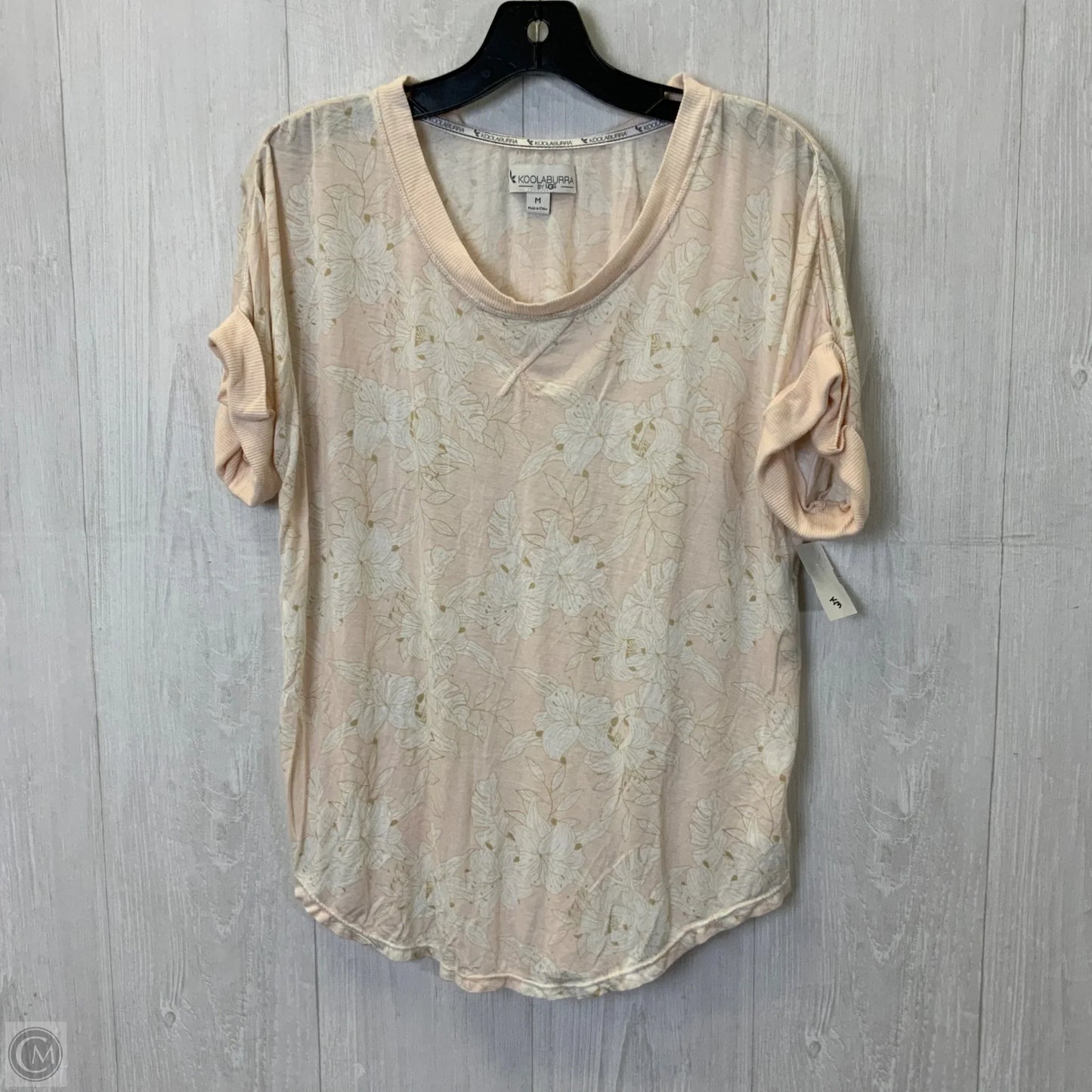 Top Short Sleeve By Koolaburra By Ugg In Pink & White, Size: M