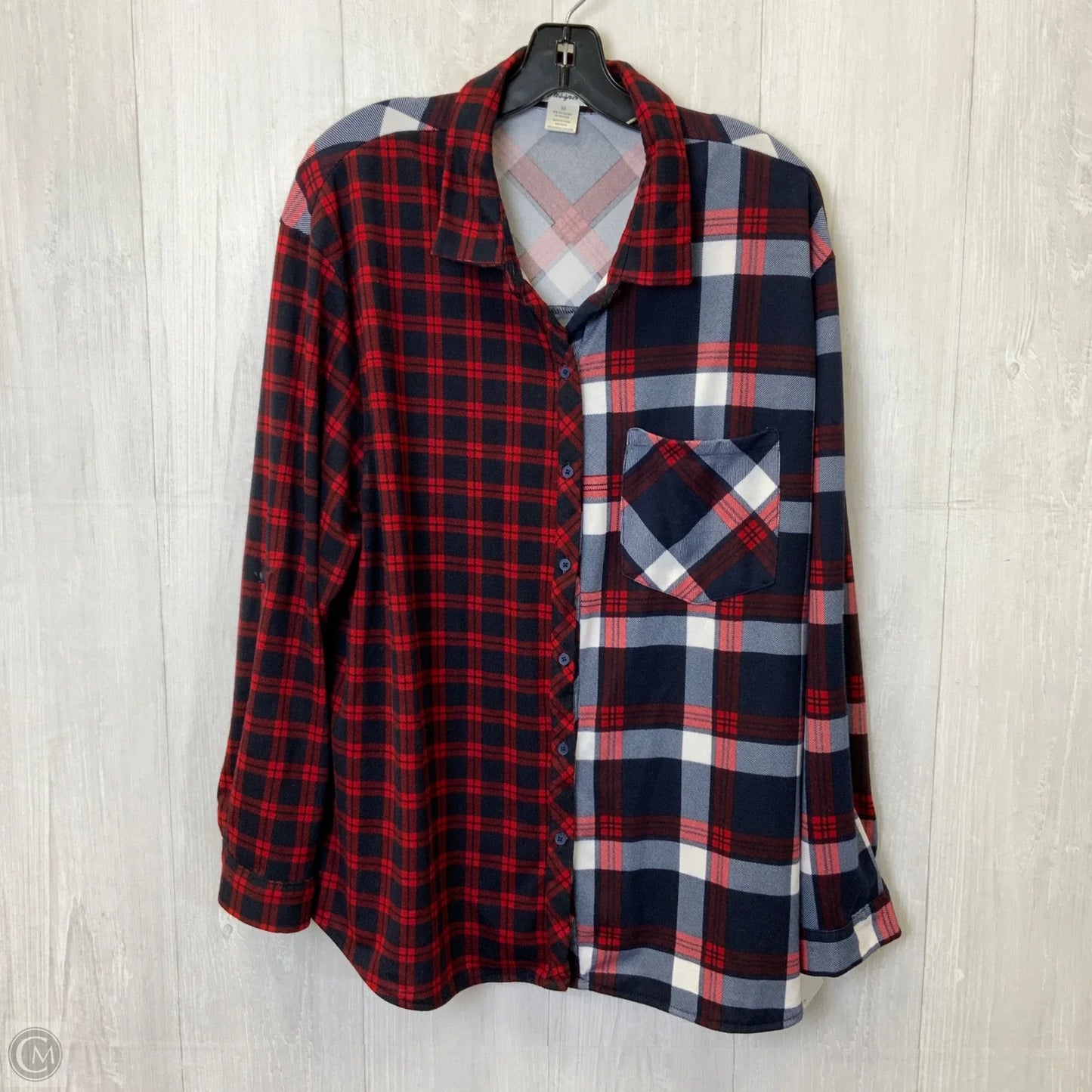 Top Long Sleeve By Passport In Blue & Red, Size: 3x