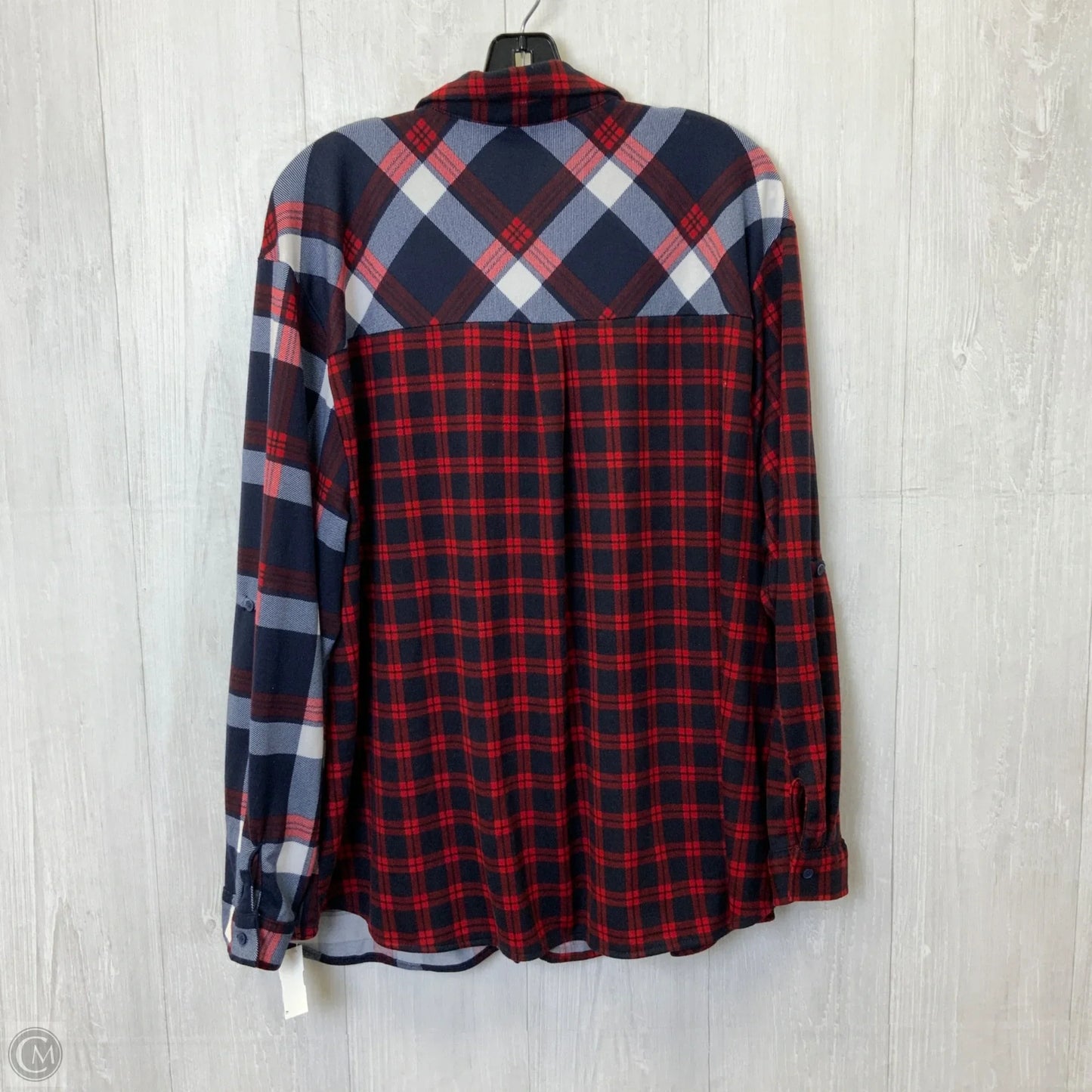 Top Long Sleeve By Passport In Blue & Red, Size: 3x