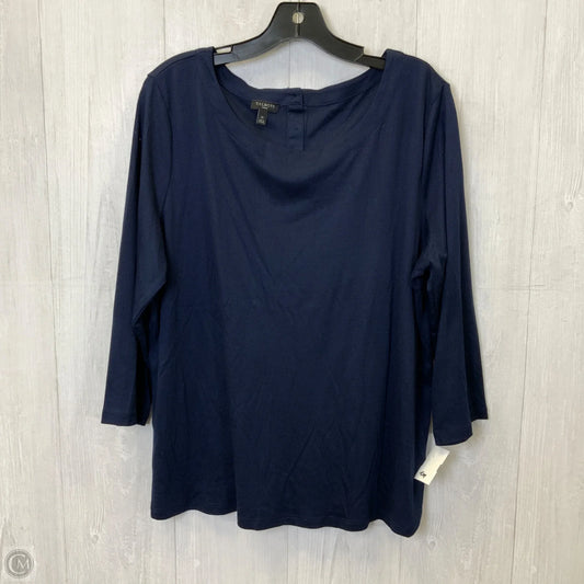 Top 3/4 Sleeve Basic By Talbots In Navy, Size: 1x