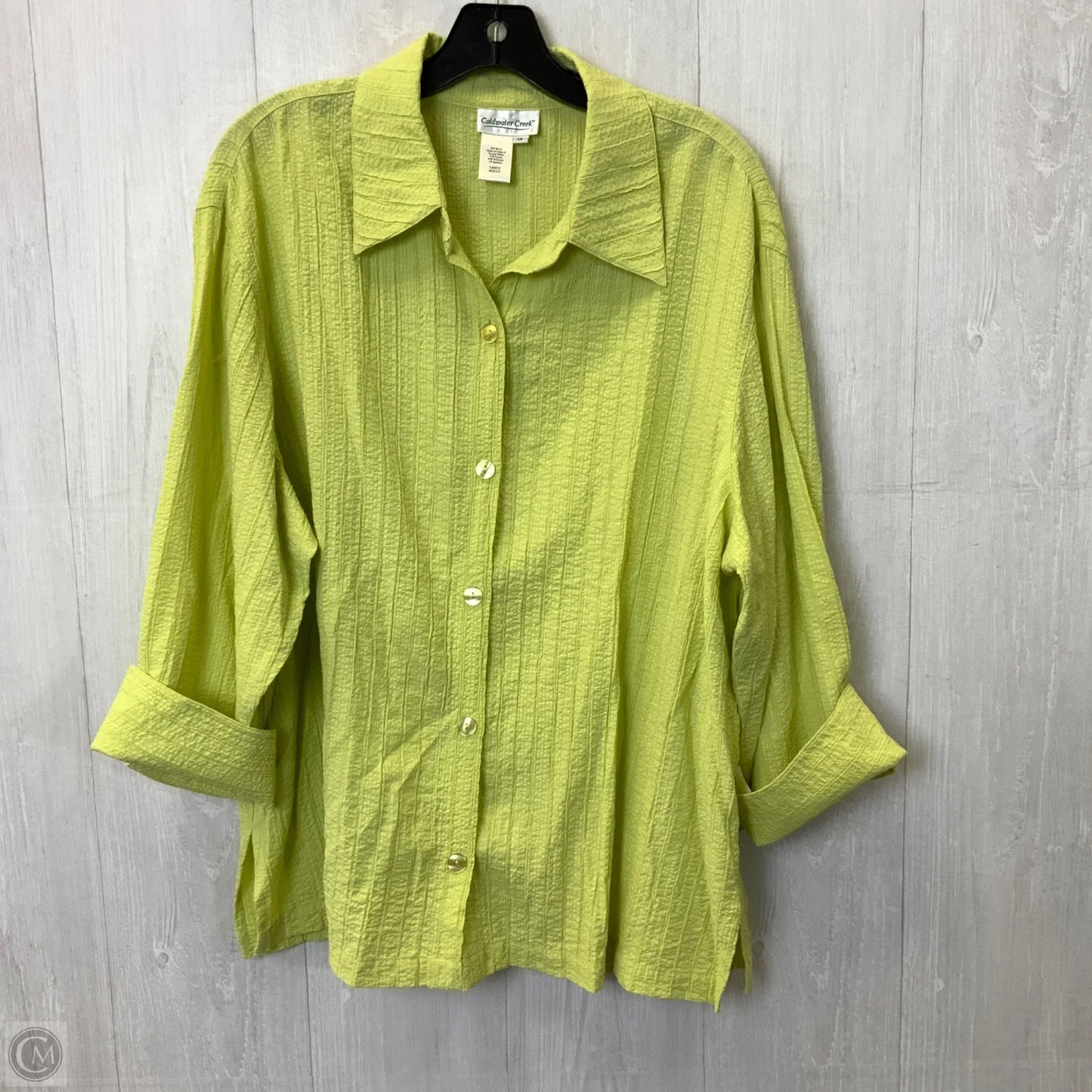 Blouse Long Sleeve By Coldwater Creek In Yellow, Size: 1x