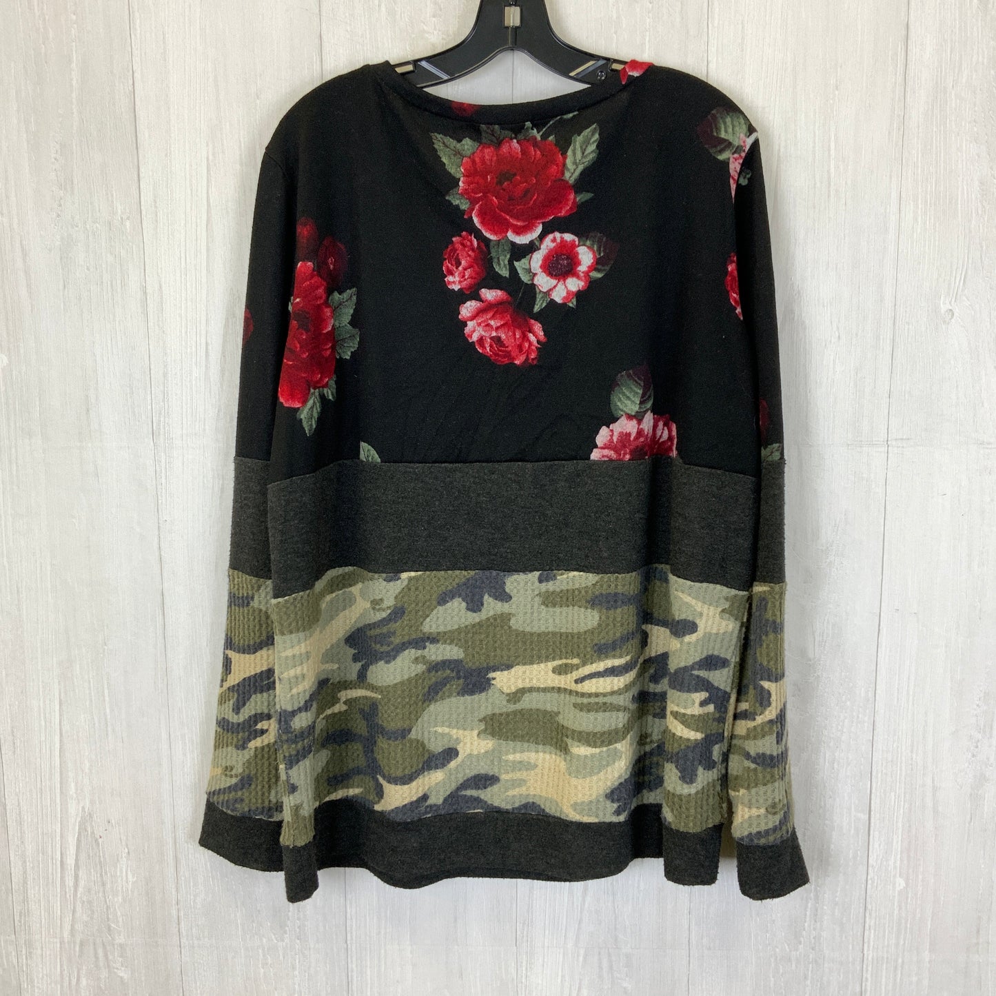 Black Floral Top Long Sleeve Clothes Mentor, Size 1x