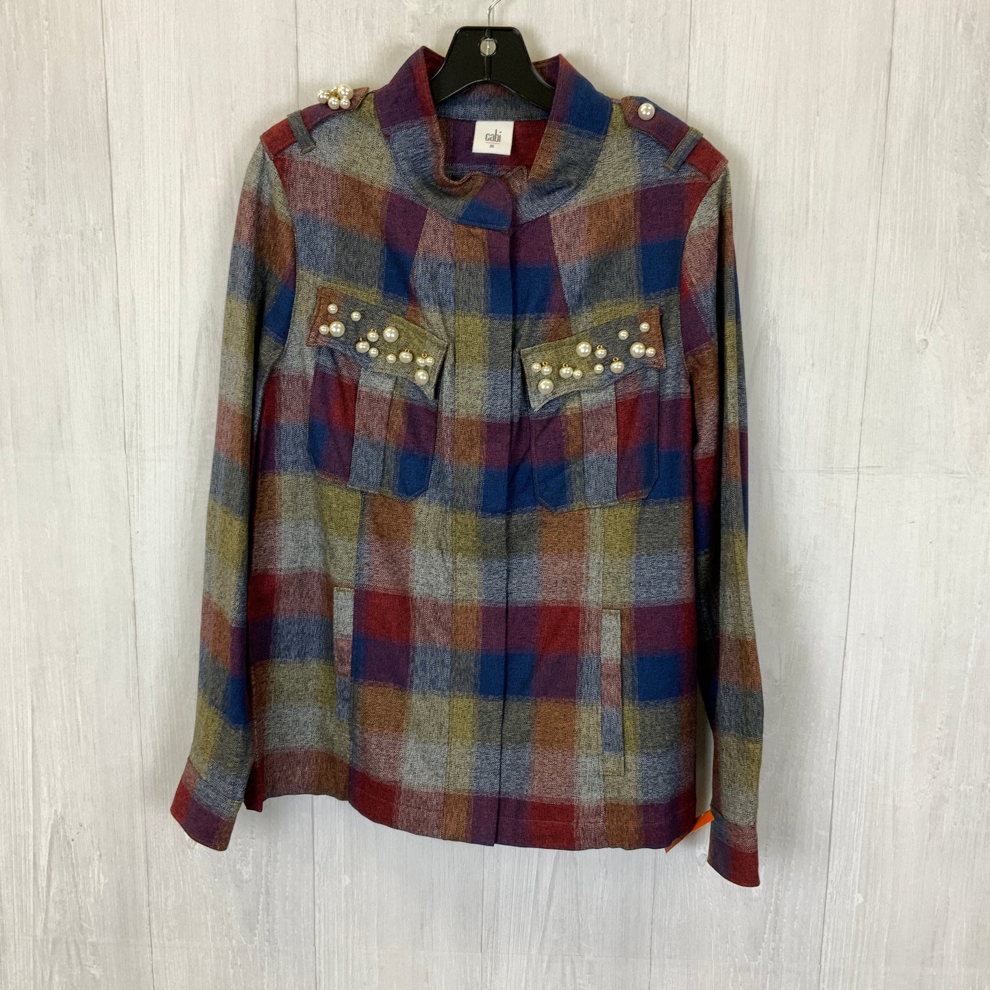Plaid Top Long Sleeve Cabi, Size M