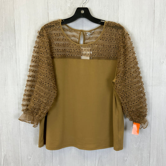 Tan Top 3/4 Sleeve Cato, Size Xl