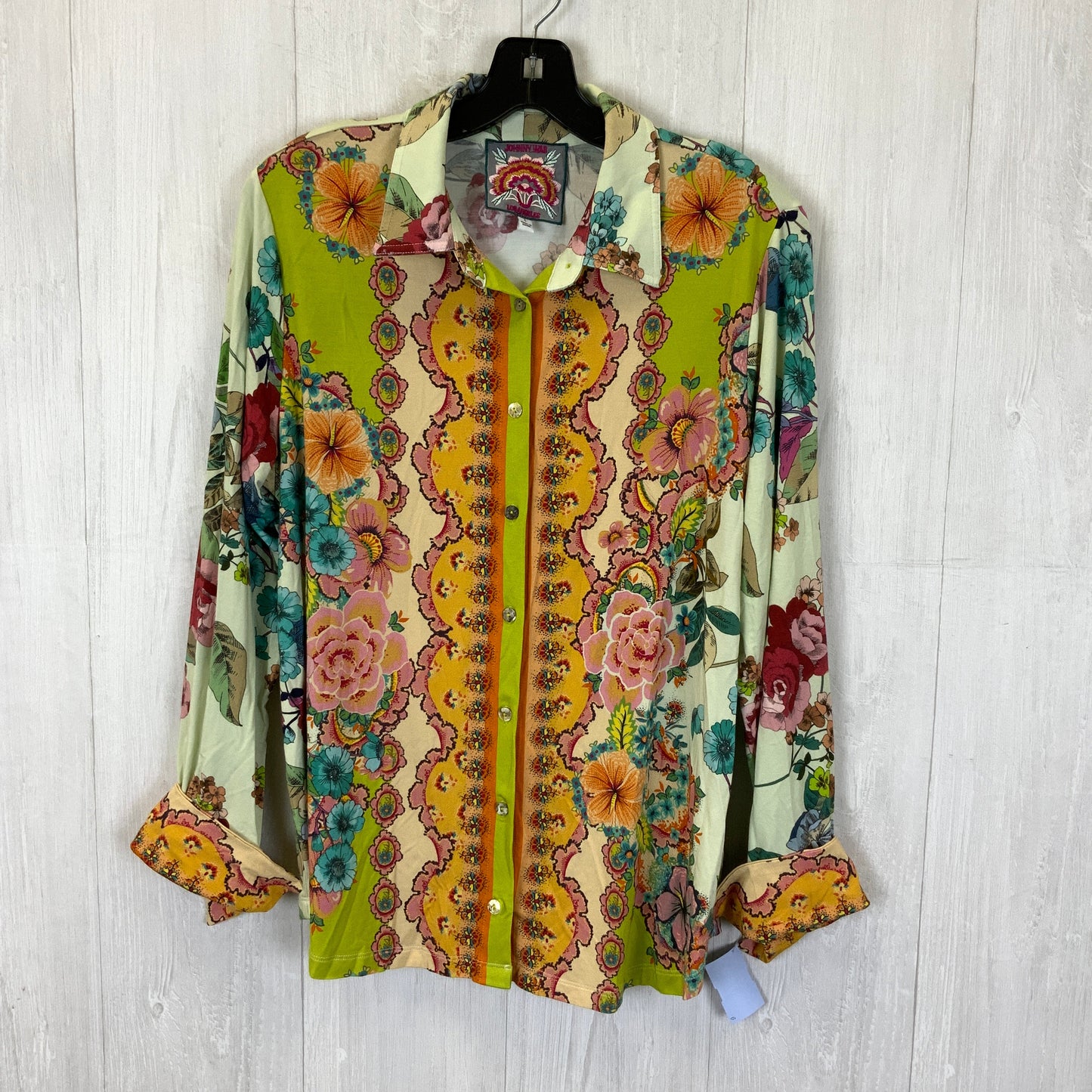 Top Long Sleeve By Johnny Was In Floral Print, Size: L