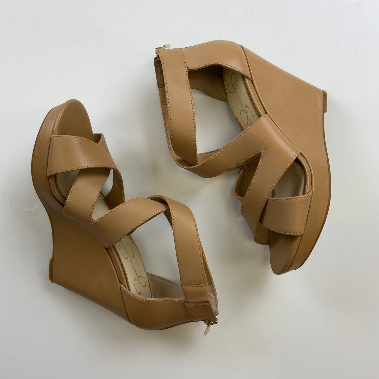 Sandals Heels Wedge By Jessica Simpson In Tan, Size: 7.5