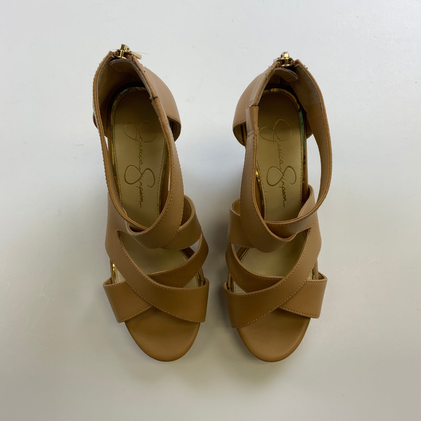 Sandals Heels Wedge By Jessica Simpson In Tan, Size: 7.5