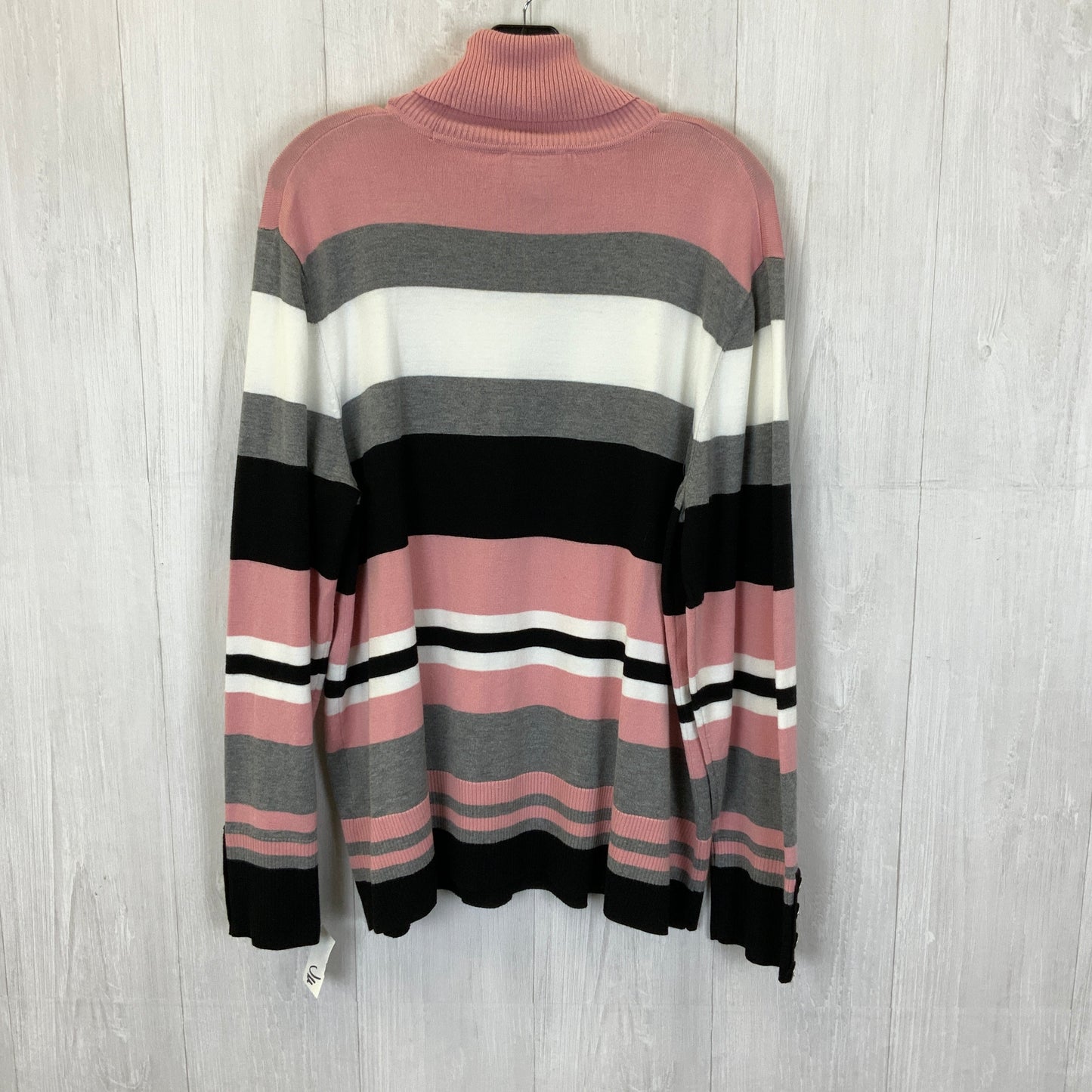 Sweater By Investments In Black & Pink, Size: 2x