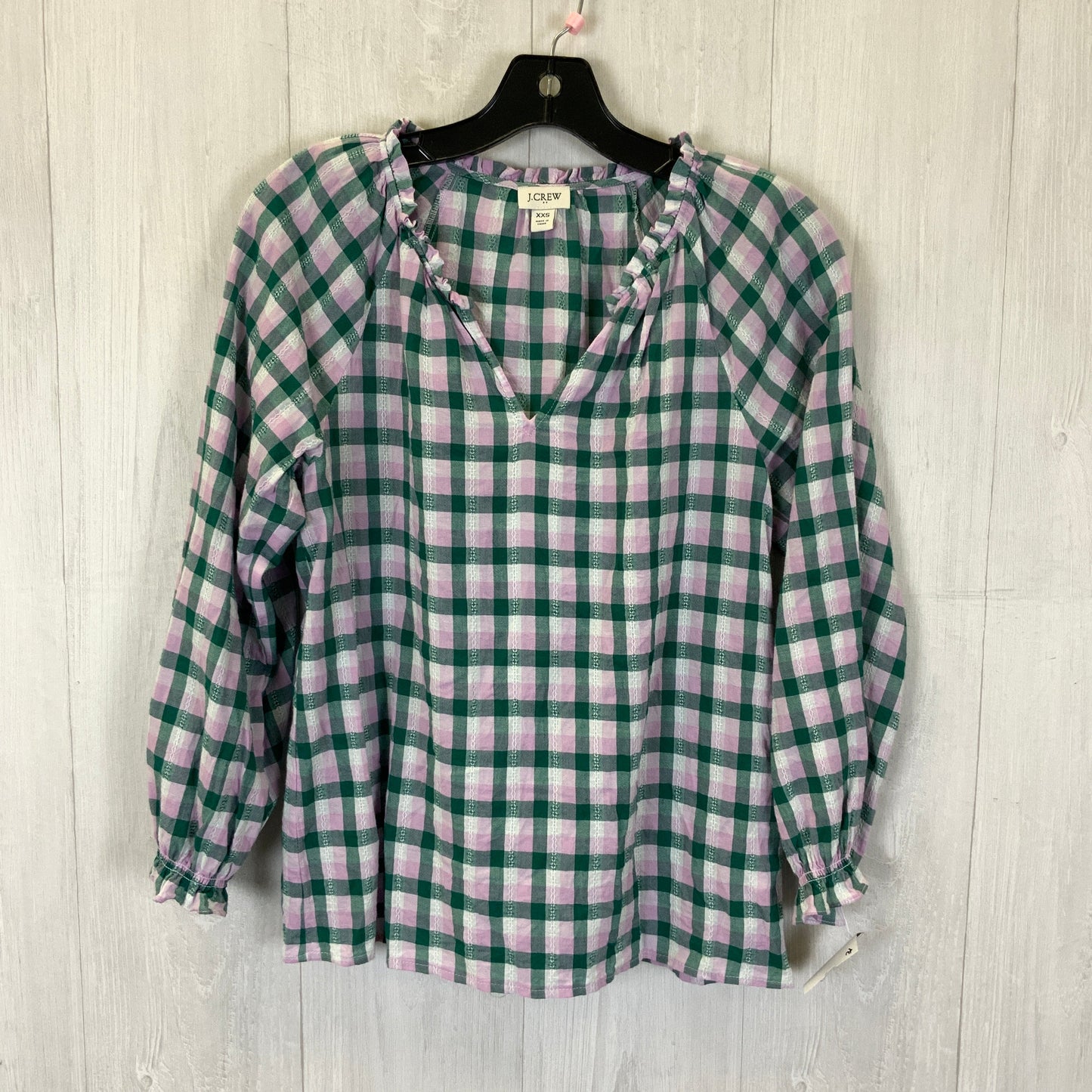 Top Long Sleeve By J. Crew In Green & Purple, Size: Xxs