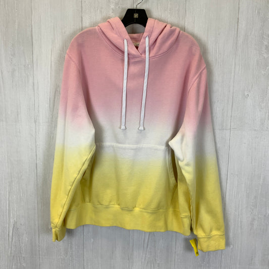 Sweatshirt Hoodie By Reflex In Pink & White, Size: Xl