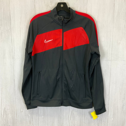 Athletic Jacket By Nike Apparel In Grey & Red, Size: M