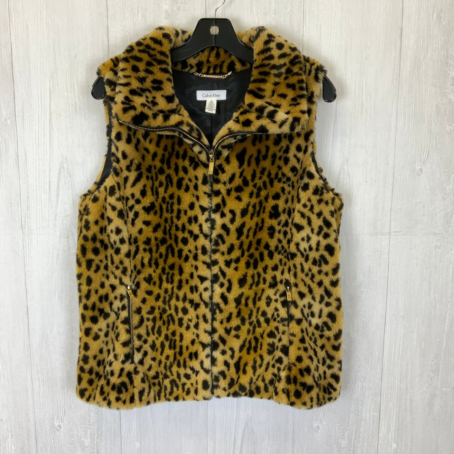 Vest Faux Fur & Sherpa By Calvin Klein In Animal Print, Size: M