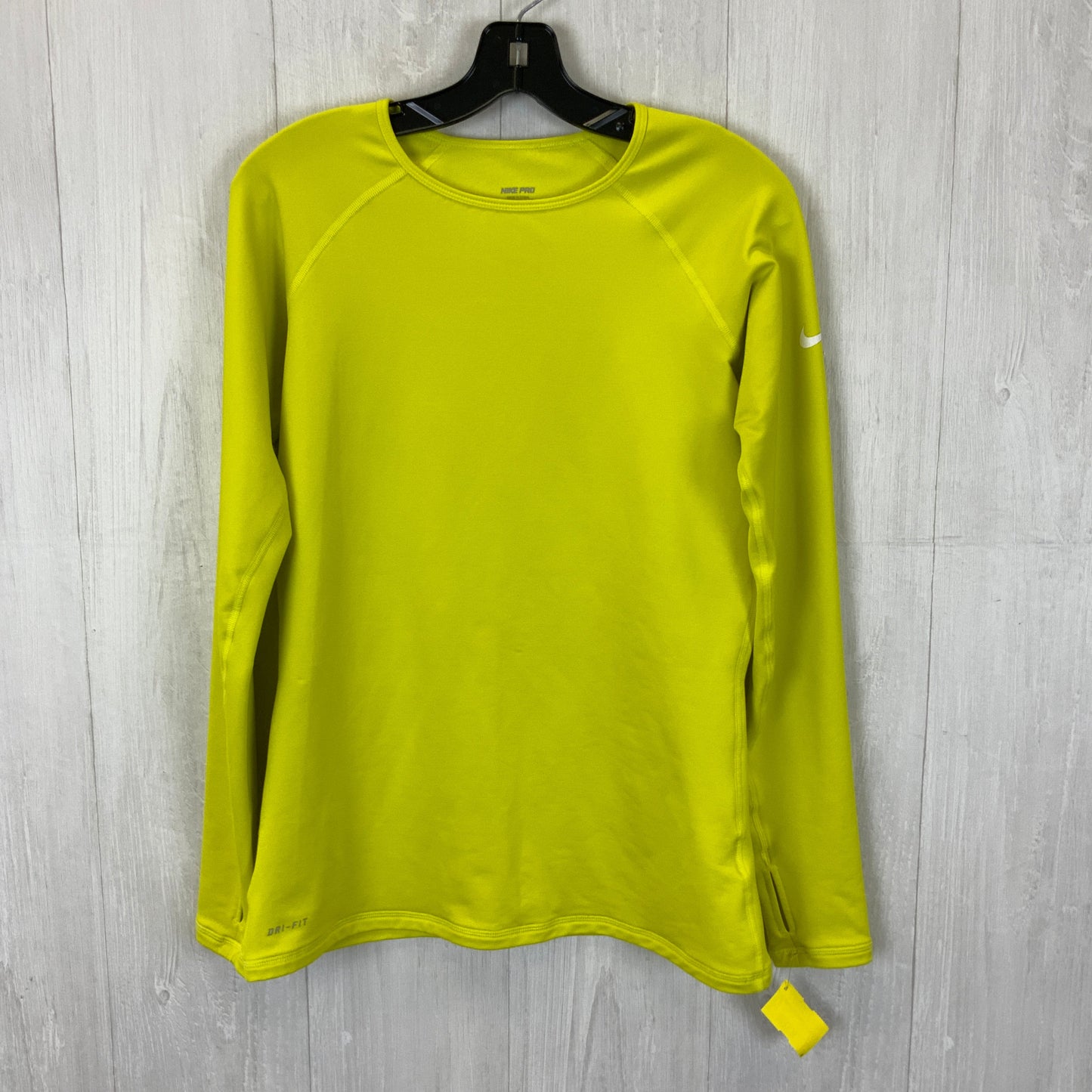 Athletic Top Long Sleeve Collar By Nike Apparel In Yellow, Size: L