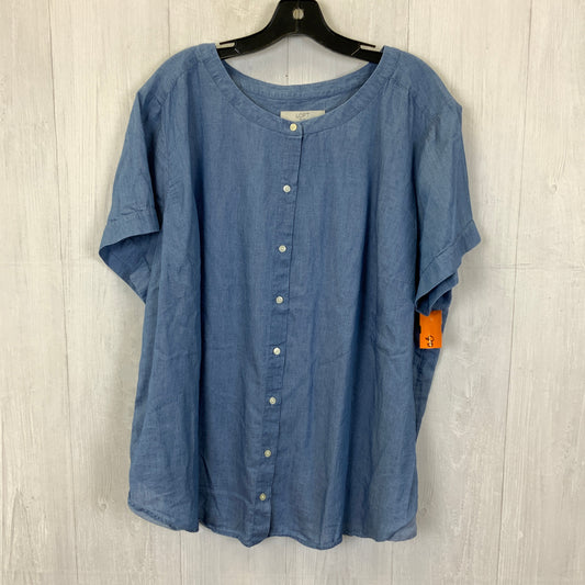 Top Short Sleeve By Loft In Blue, Size: 3x