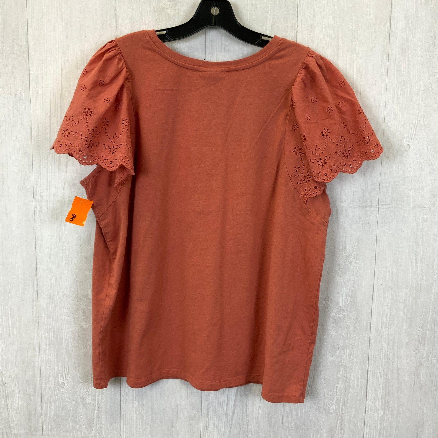 Top Short Sleeve By Ava & Viv In Peach, Size: 2x