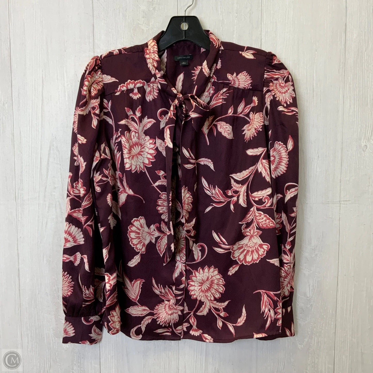 Blouse Long Sleeve By Ann Taylor In Purple, Size: Xs