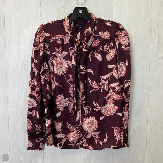 Blouse Long Sleeve By Ann Taylor In Purple, Size: Xs