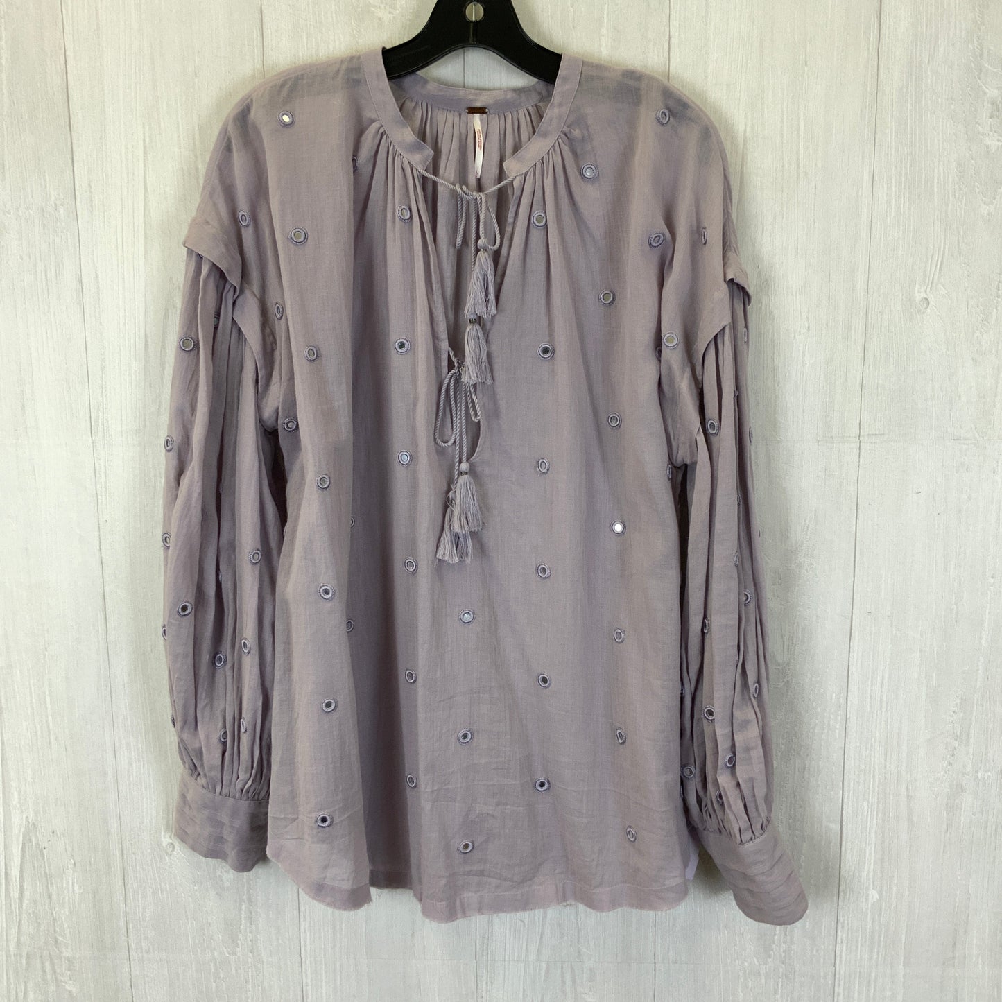 Blouse Long Sleeve By Free People In Purple, Size: L