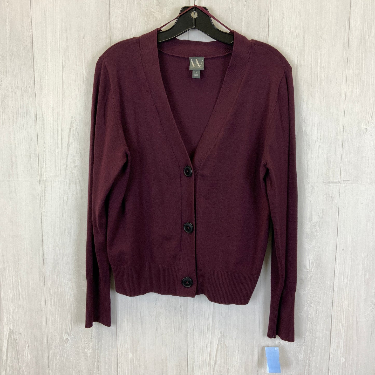 Sweater Cardigan By Worthington In Maroon, Size: L