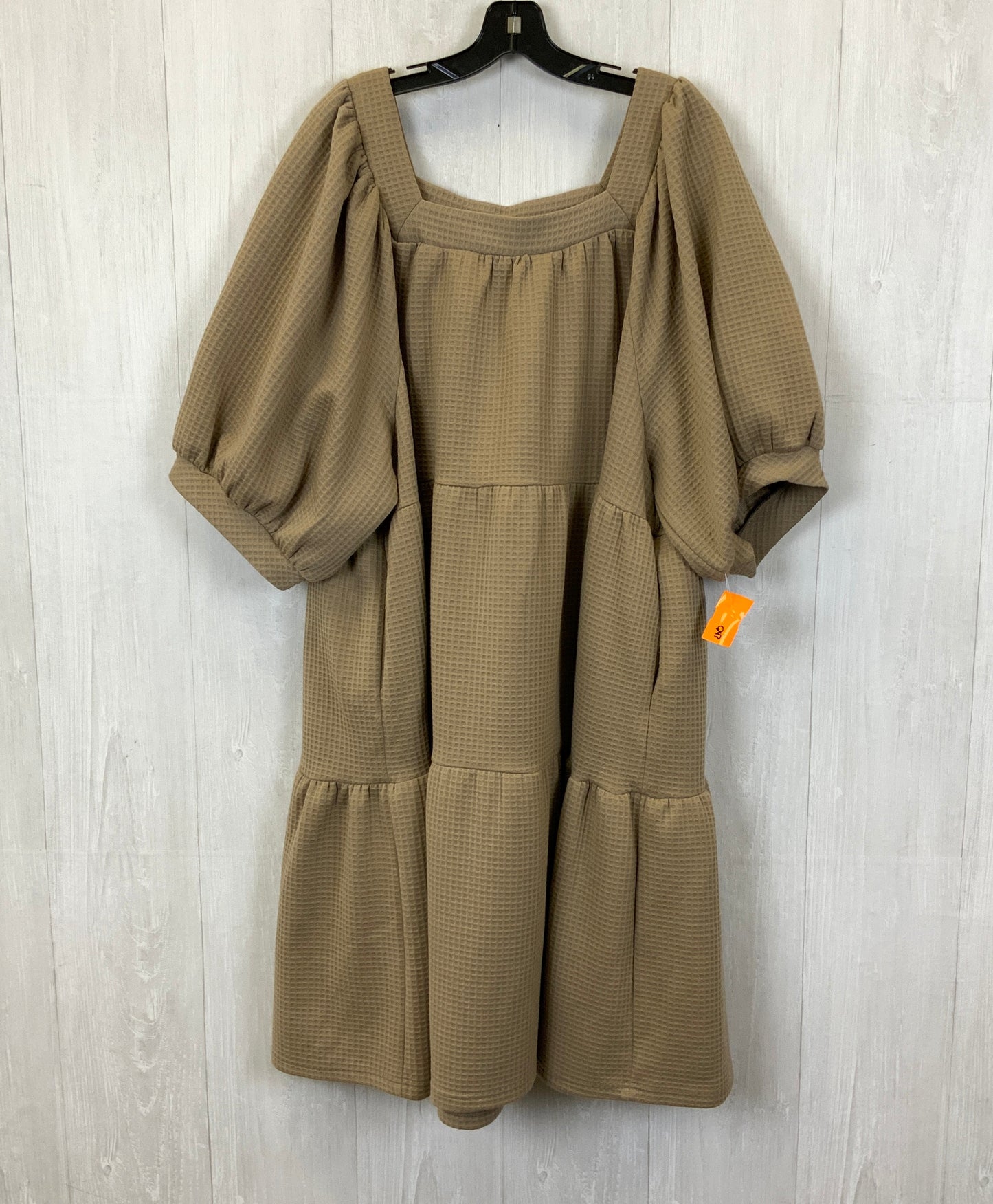 Dress Casual Midi By Clothes Mentor In Tan, Size: 3x