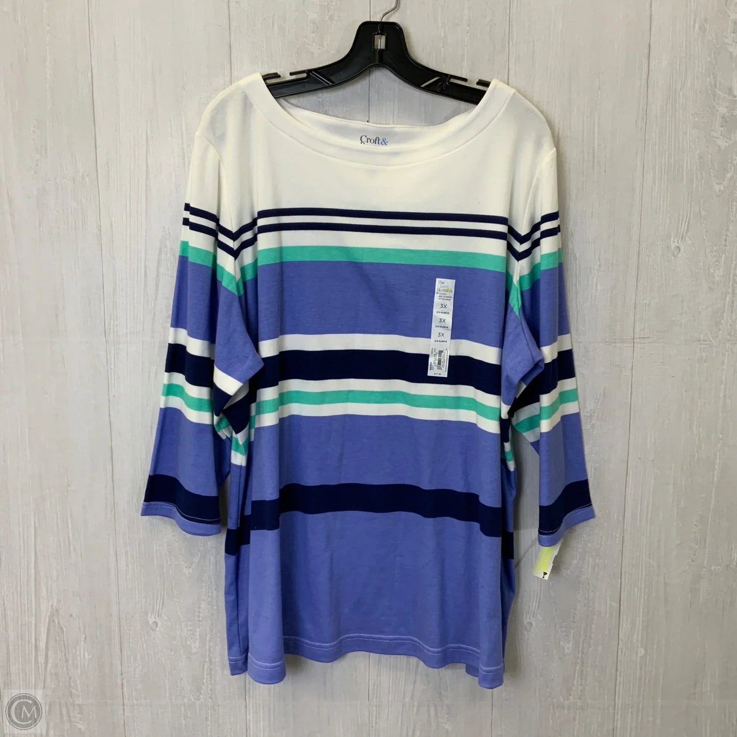 Top 3/4 Sleeve By Croft And Barrow In Striped Pattern, Size: 3x