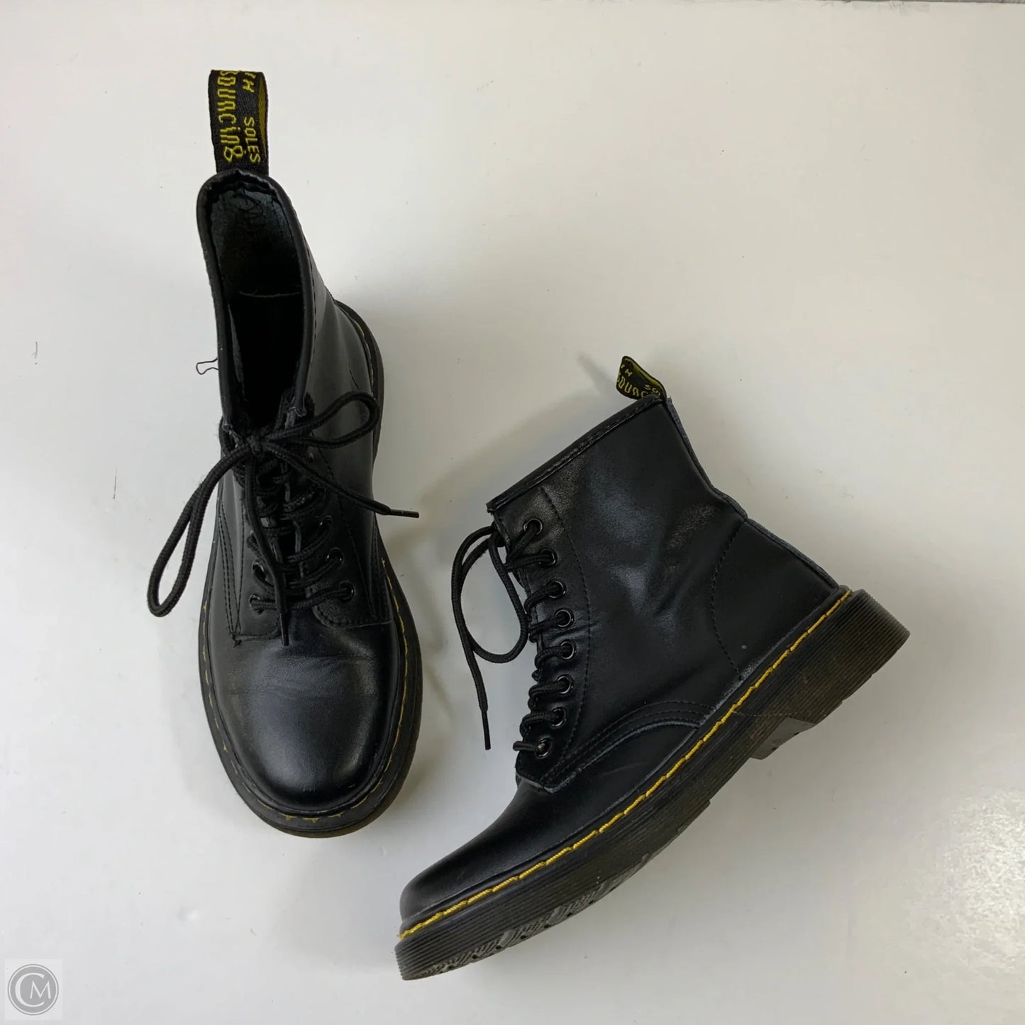 Boots Combat By Clothes Mentor In Black & Yellow, Size: 8.5