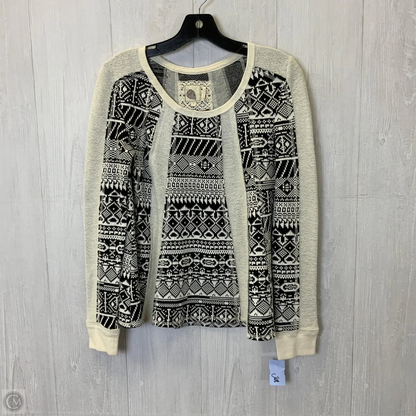 Sweatshirt Crewneck By Anthropologie In Black & Cream, Size: S