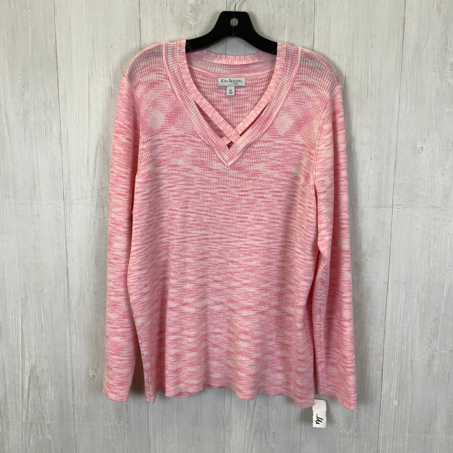 Sweater By Kim Rogers In Pink & White, Size: 3x