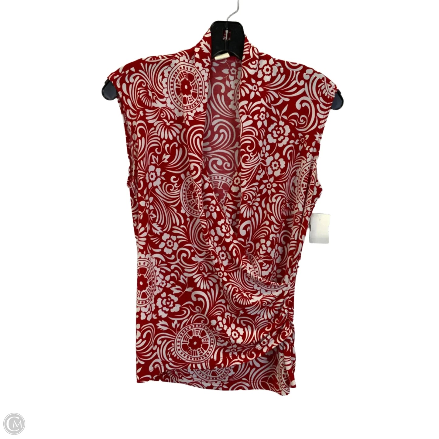 Top Sleeveless By Perseption Concept In Red & White, Size: S