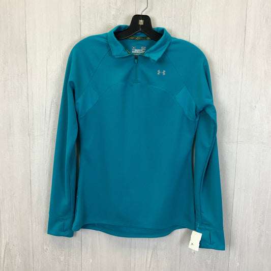 Athletic Top Long Sleeve Collar By Under Armour In Aqua, Size: S