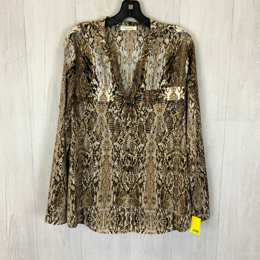 Top Long Sleeve By Calvin Klein In Animal Print, Size: L