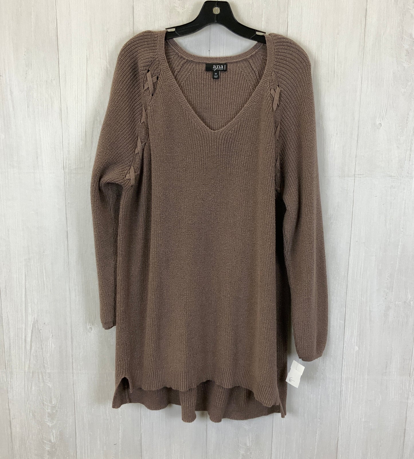 Sweater Cardigan By Ana In Brown, Size: 2x