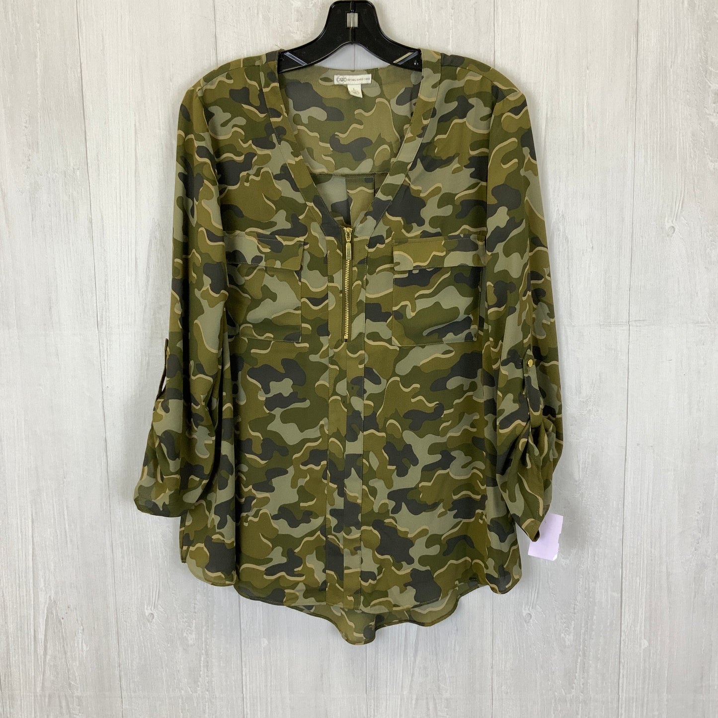 Camouflage Print Top Long Sleeve Cato, Size L