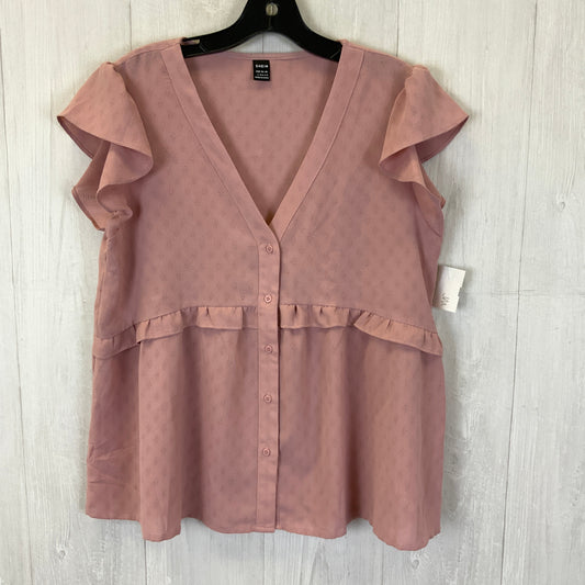 Top Short Sleeve By Shein In Pink, Size: L