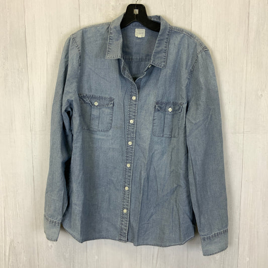 Top Long Sleeve By J. Crew In Blue Denim, Size: Xl