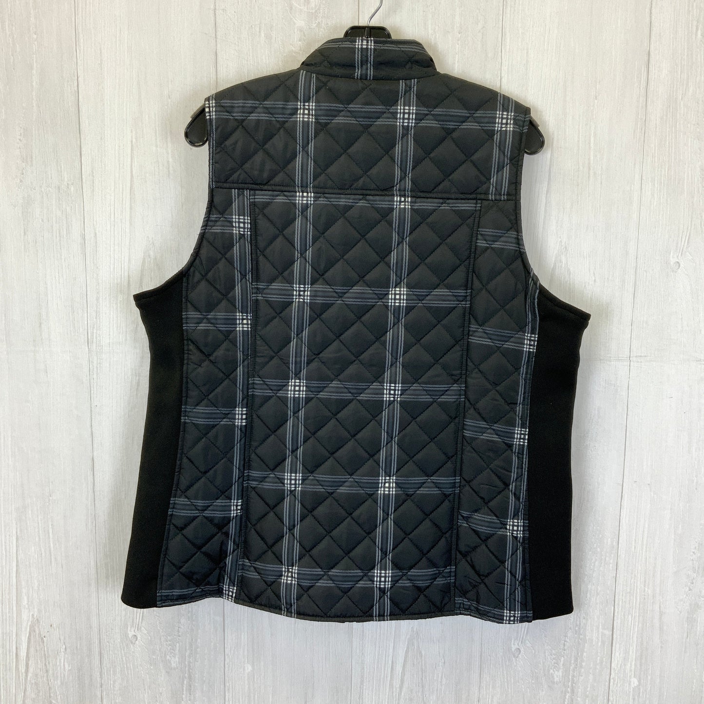 Vest Puffer & Quilted By Kim Rogers In Black & Grey, Size: L