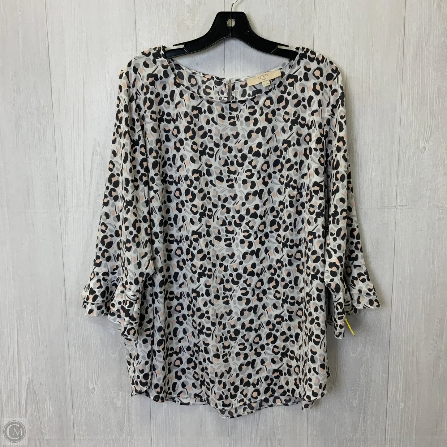 Top Long Sleeve By Loft In Grey, Size: 1x