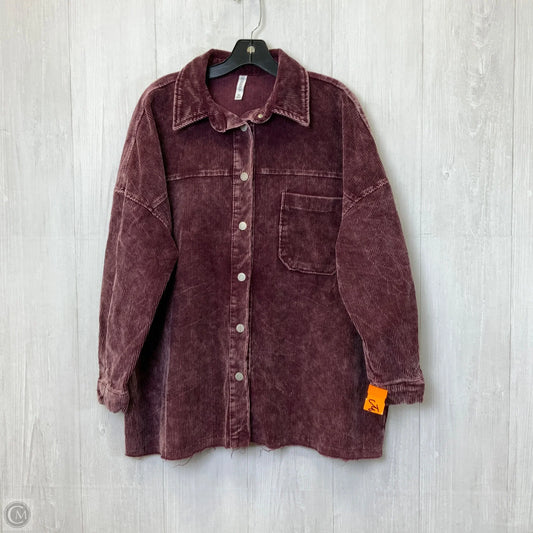 Jacket Shirt By Zenana In Mauve, Size: Xl