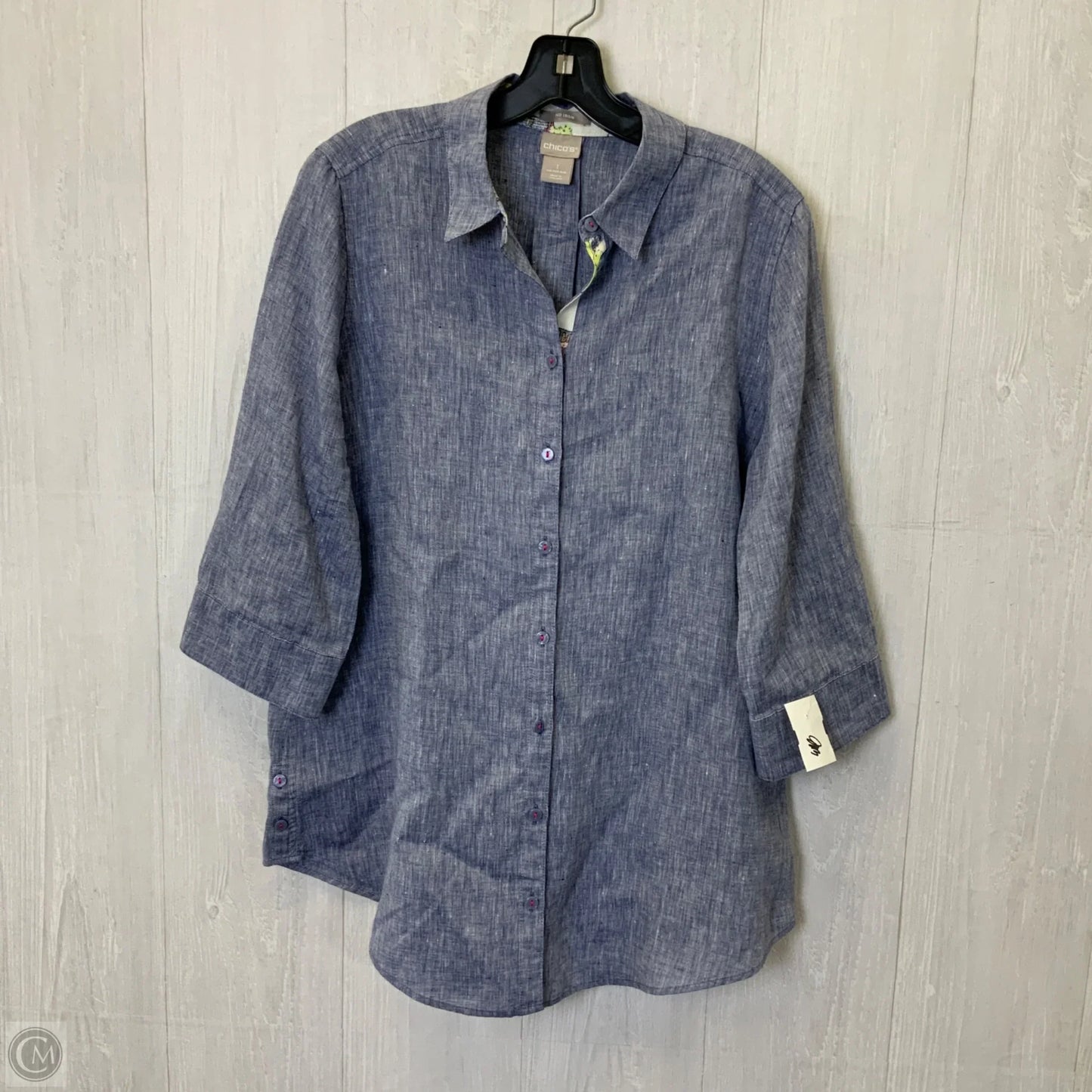 Top Long Sleeve By Chicos In Blue, Size: M